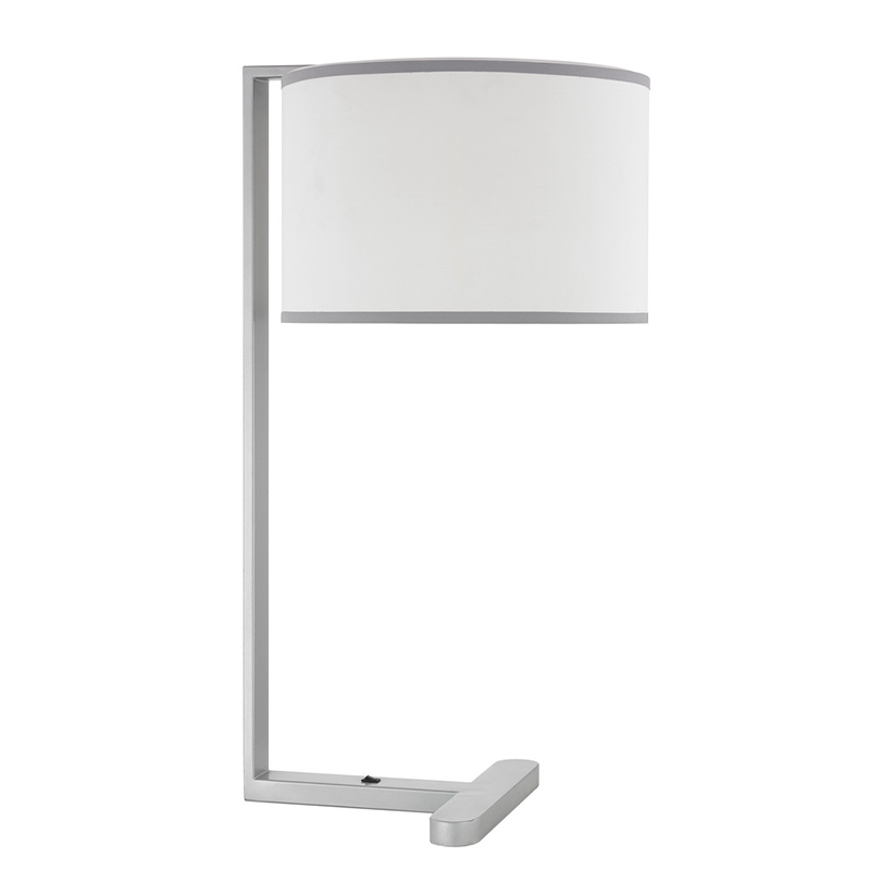 Einfacher Metall -Nachttisch -Tischlampe mit einem Mini -Rocker -Schalter im Gästezimmer