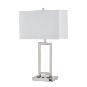 Gatsby -Schreibtischlampe mit gebürstetem Nickelfinish, zwei Filialen, A auf/Off -Rockerschalter und einem USB -Anschluss