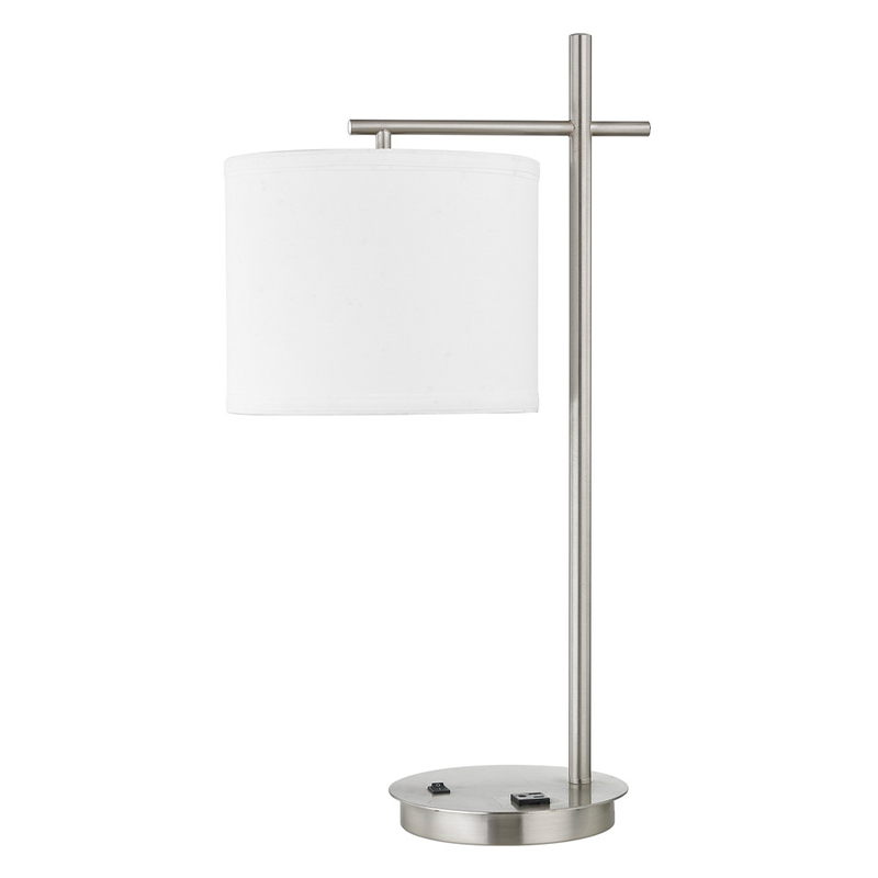 Corbel -Schreibtischlampe mit gebürstetem Nickel -Finish, A auf/Off -Rockerschalter und einem bequemen Outlet im Gästezimmer